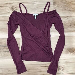 Anthropologie Leith Maroon Wrap Long Sleeve Shirt Women’s XS